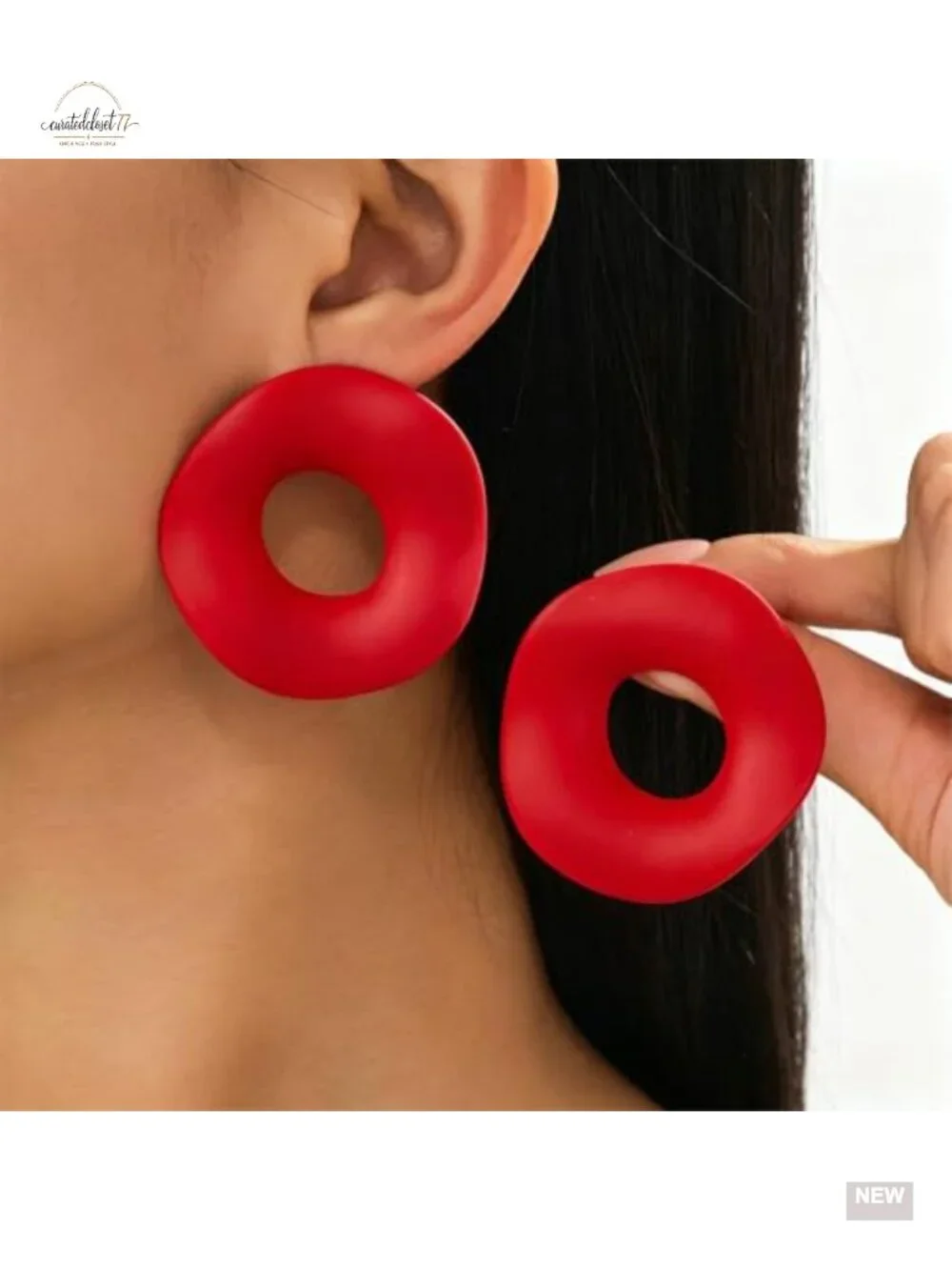 Retro Geometric Chunky Circle Drop Dangle Earrings Oversized Statement